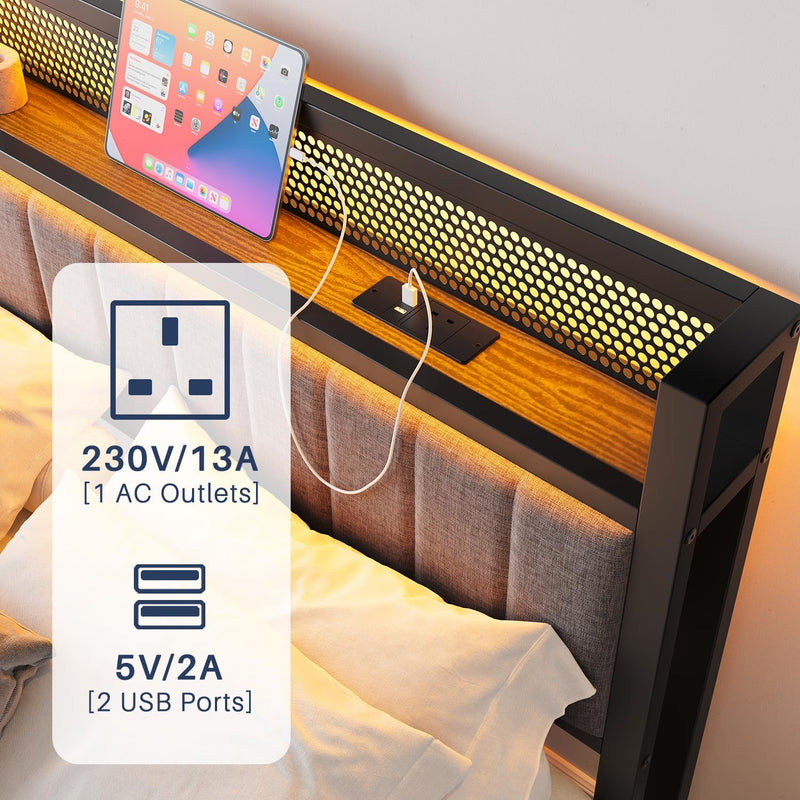 Bed Frame with Upholstered Headboard