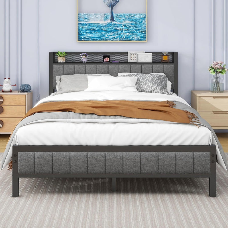Bed Frame with Upholstered Headboard