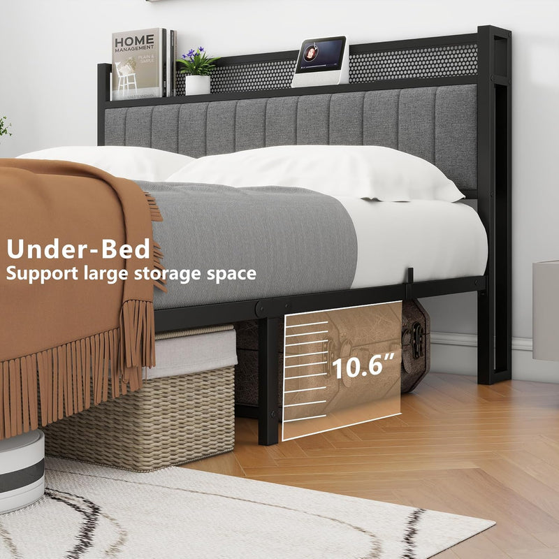 Bed Frame with Upholstered Headboard