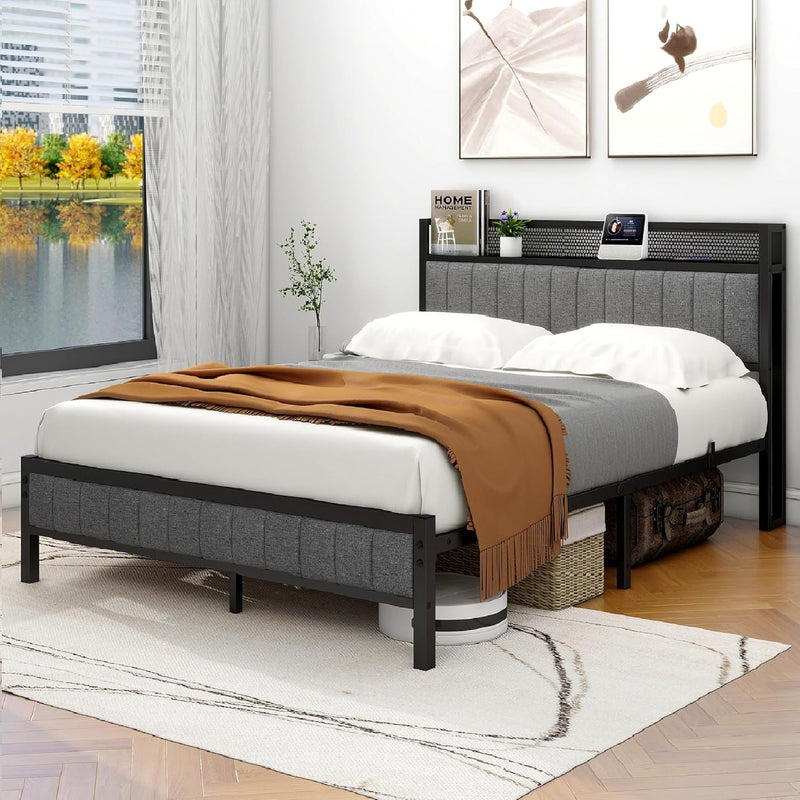 Bed Frame with Upholstered Headboard