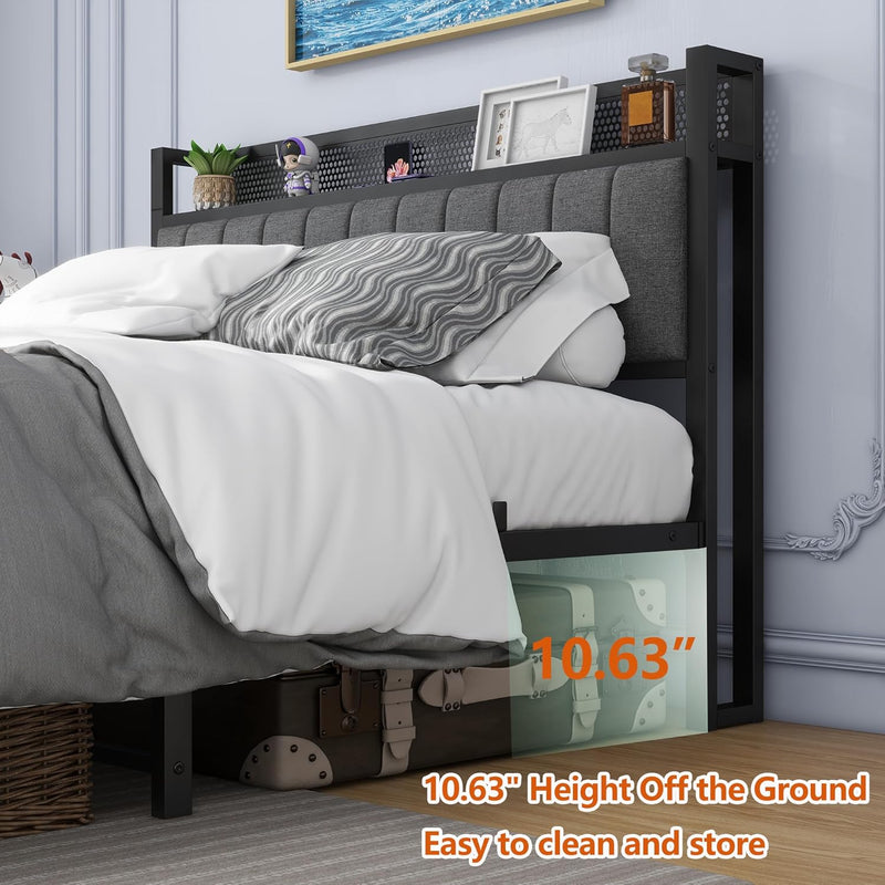Bed Frame with Upholstered Headboard