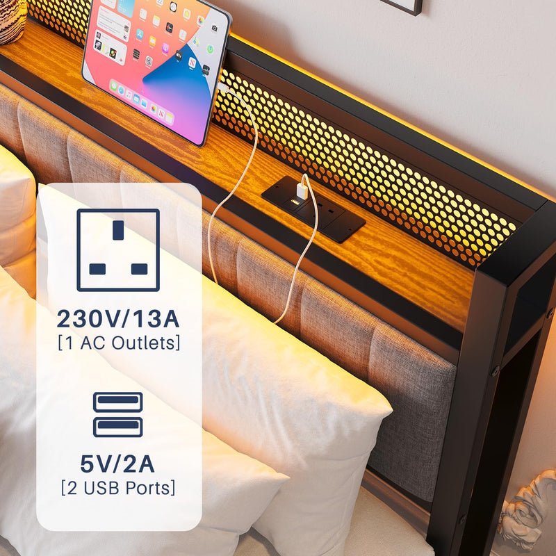 Bed Frame with Upholstered Headboard