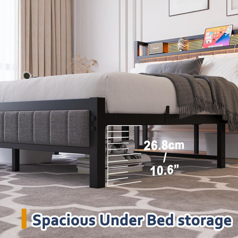 Bed Frame with Upholstered Headboard