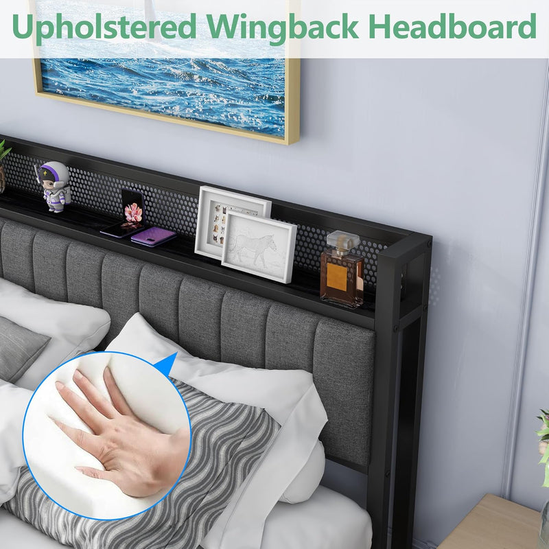 Bed Frame with Upholstered Headboard