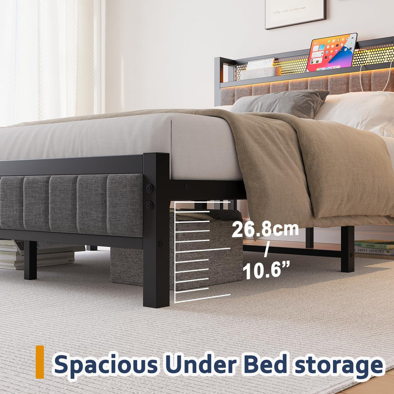 Bed Frame with Upholstered Headboard