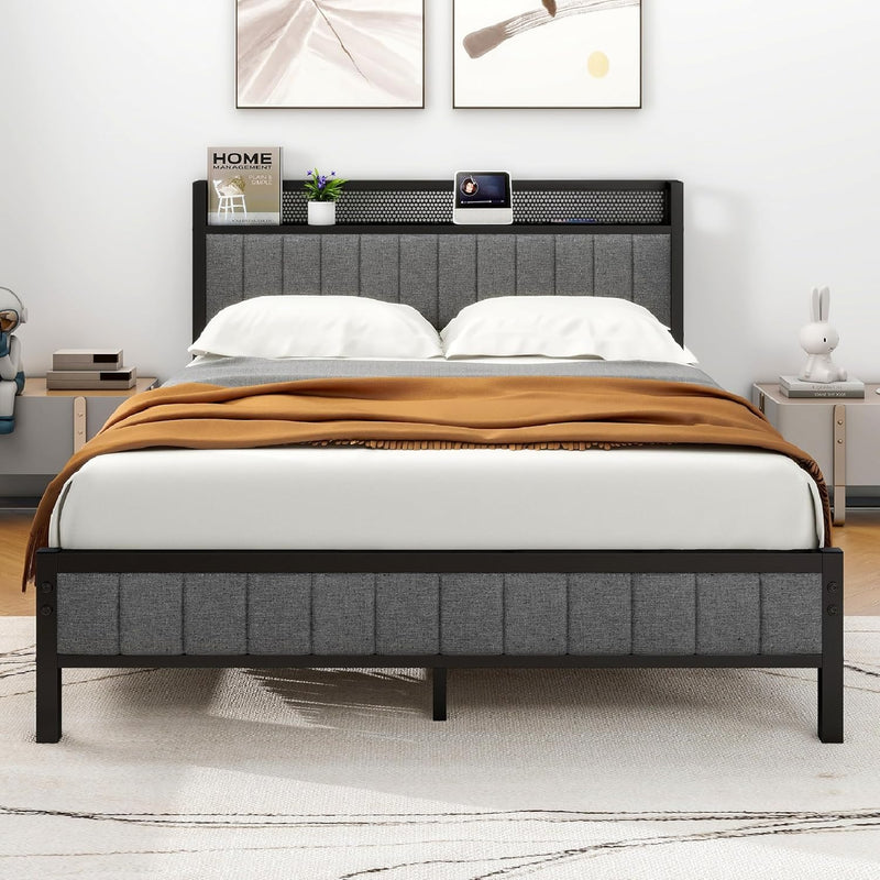 Bed Frame with Upholstered Headboard