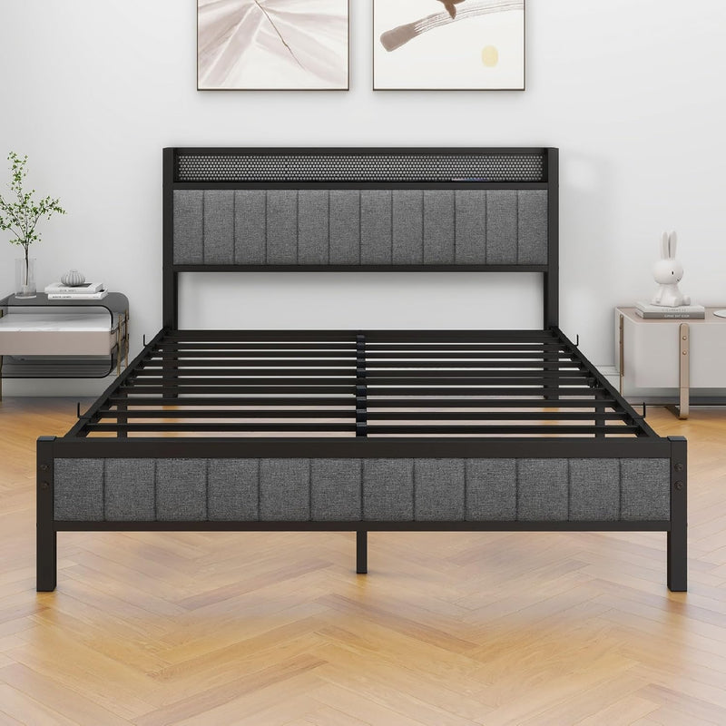 Bed Frame with Upholstered Headboard
