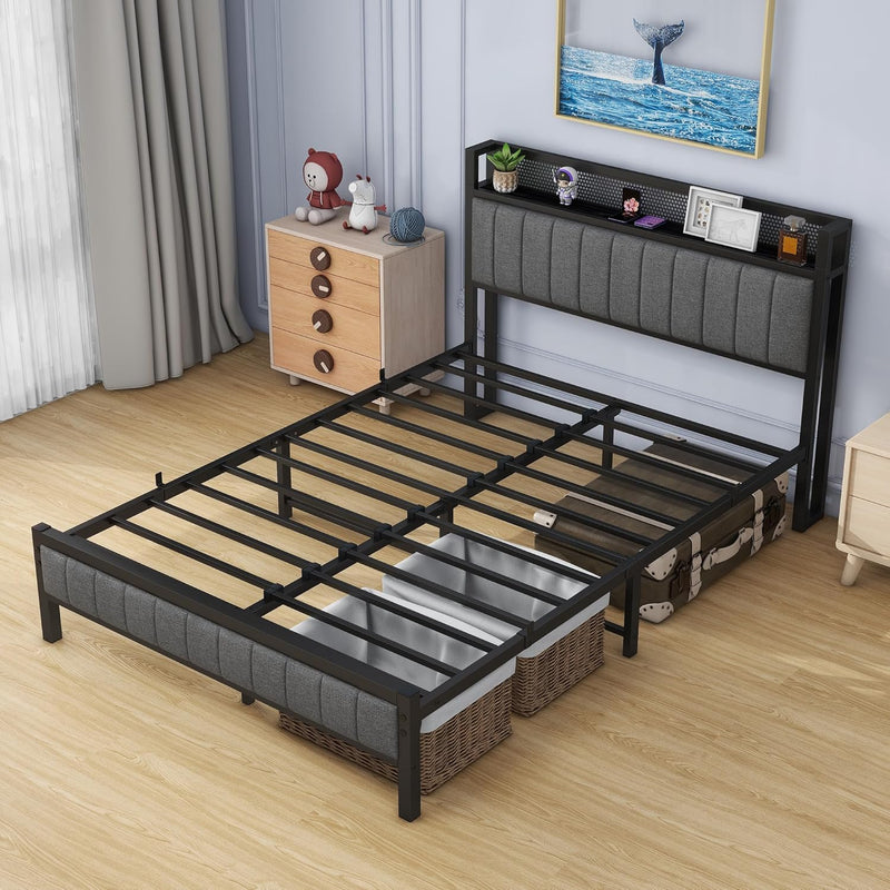 Bed Frame with Upholstered Headboard