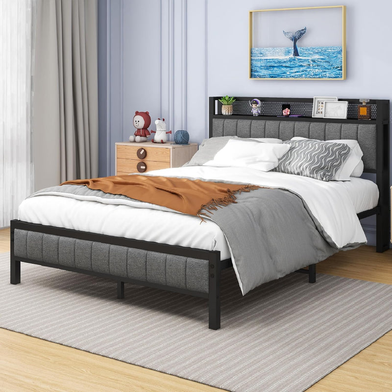 Bed Frame with Upholstered Headboard