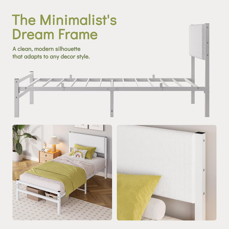 Bed Frame with Velvet Headboard