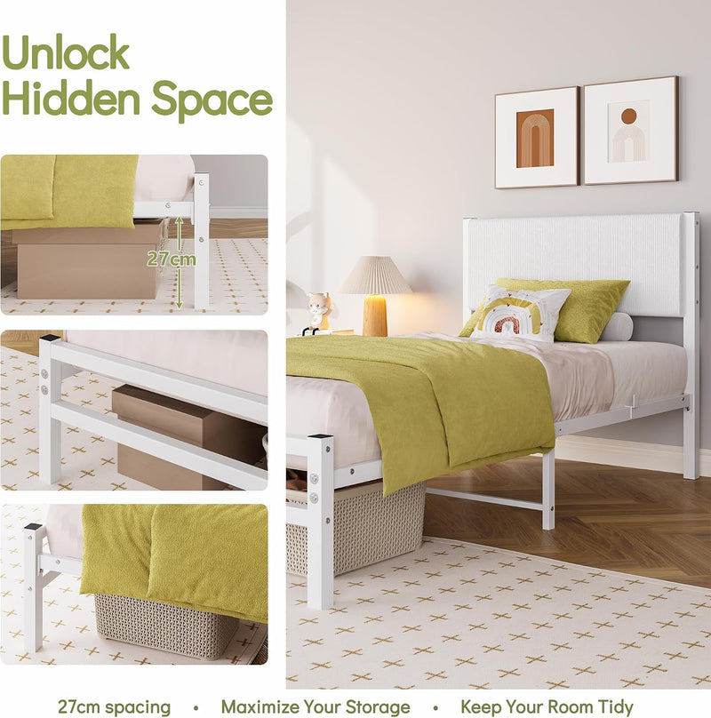 Bed Frame with Velvet Headboard