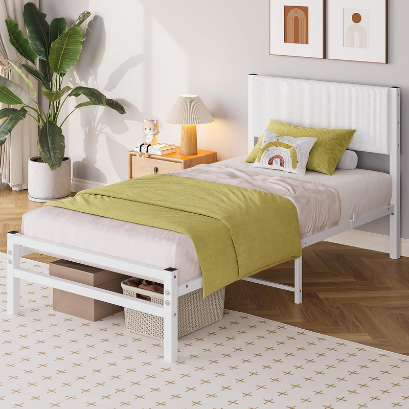 Bed Frame with Velvet Headboard
