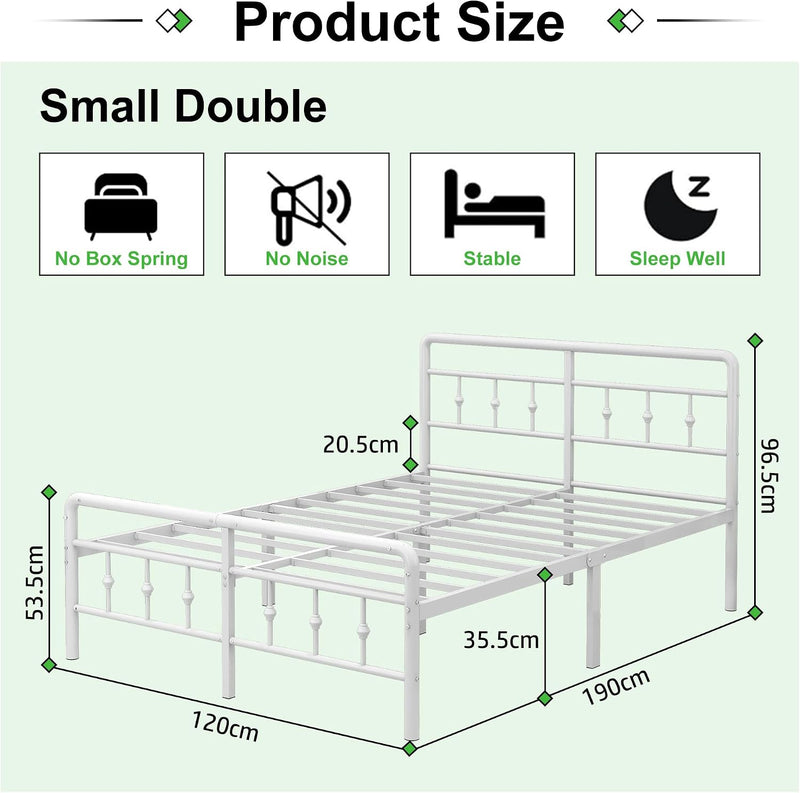 Bed Frame with Victorian Headboard and Footboard Metal