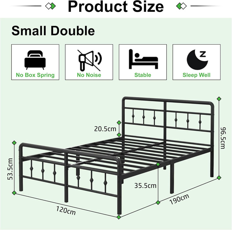 Bed Frame with Victorian Headboard and Footboard Metal