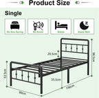 Bed Frame with Victorian Headboard and Footboard Metal