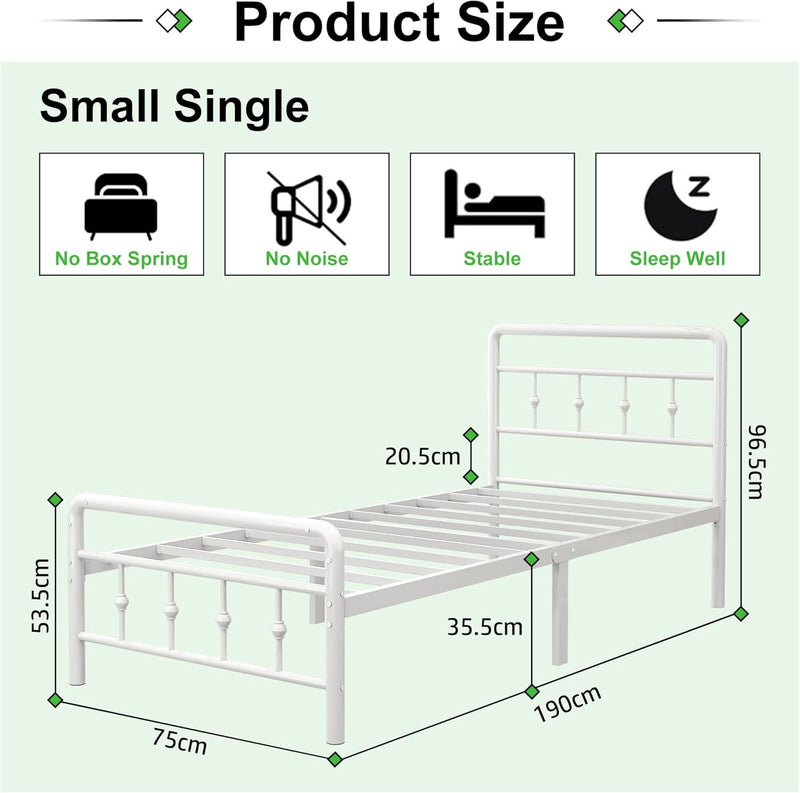 Bed Frame with Victorian Headboard and Footboard Metal