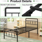 Bed Frame with Victorian Headboard and Footboard Metal