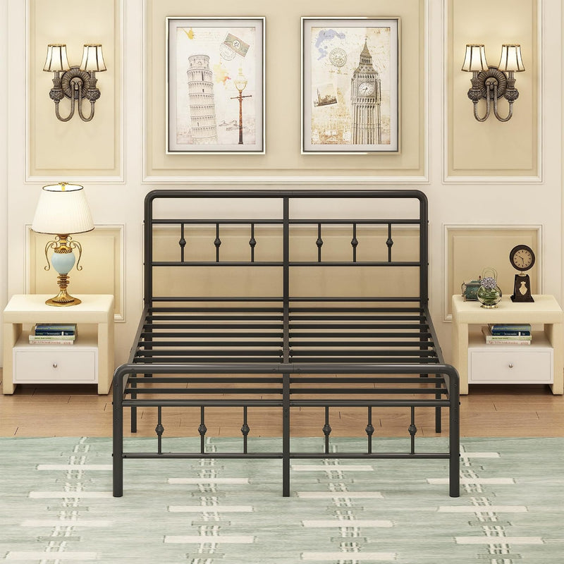 Bed Frame with Victorian Headboard and Footboard Metal