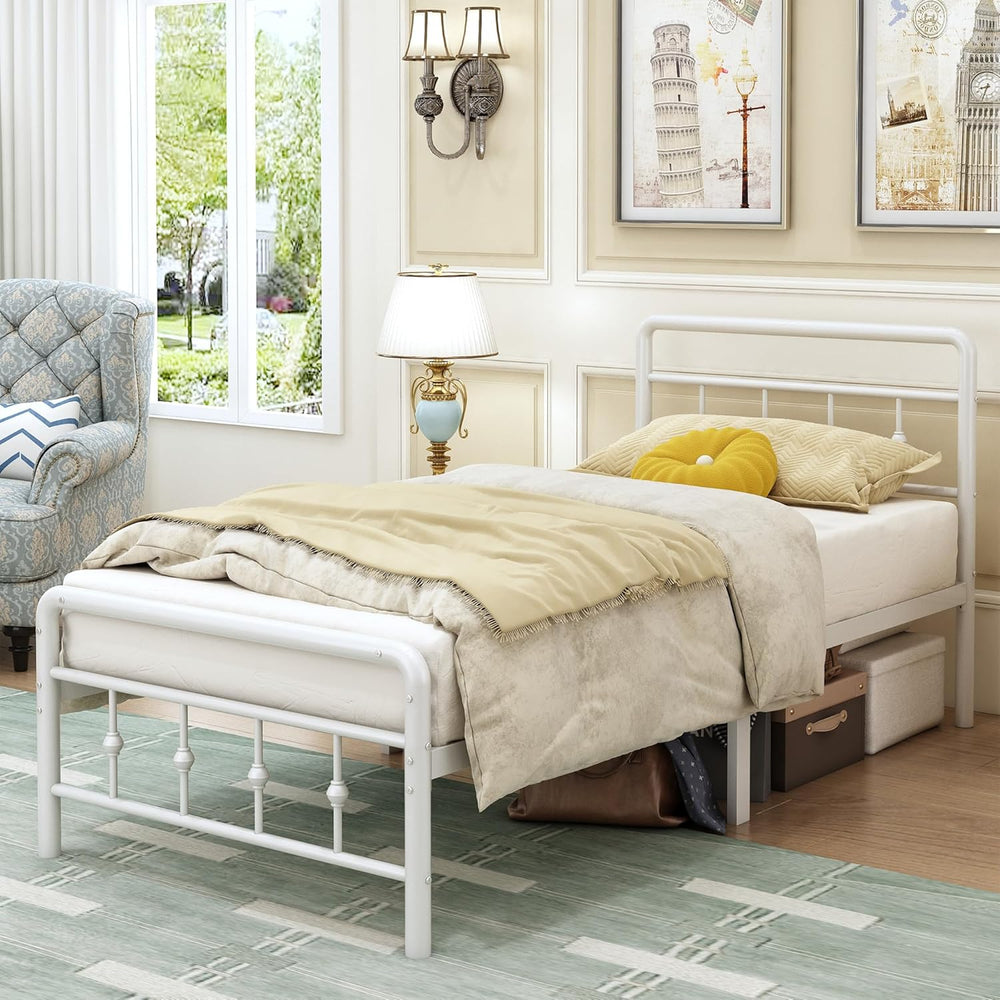 Bed Frame with Victorian Headboard and Footboard Metal