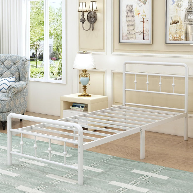 Bed Frame with Victorian Headboard and Footboard Metal