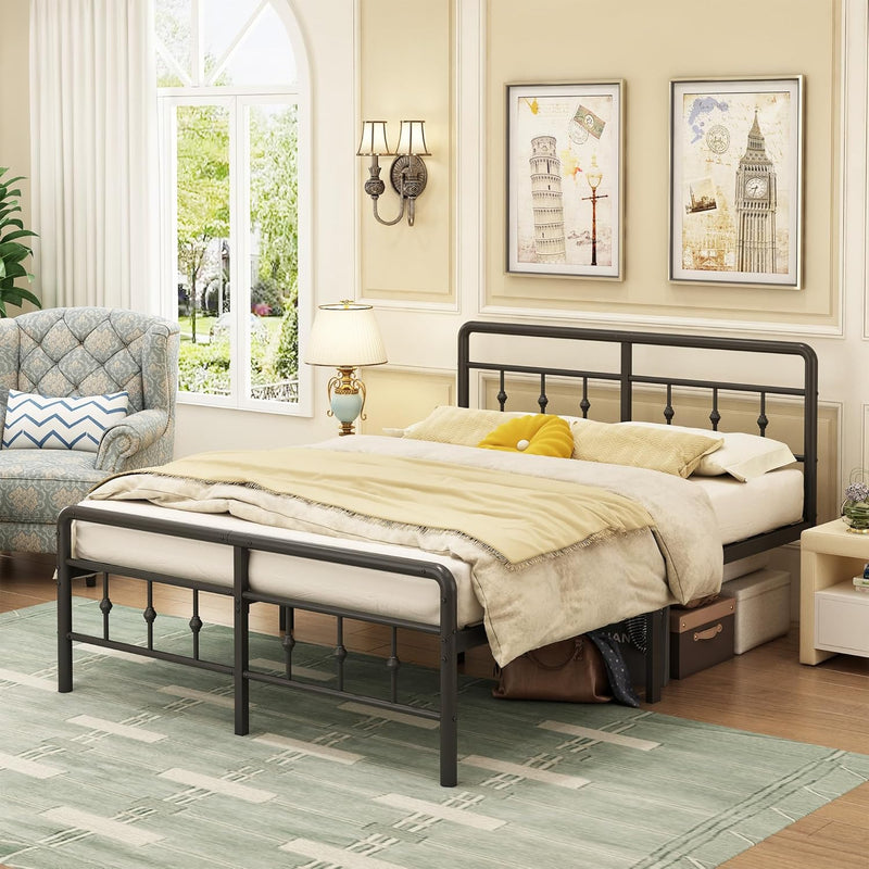 Bed Frame with Victorian Headboard and Footboard Metal