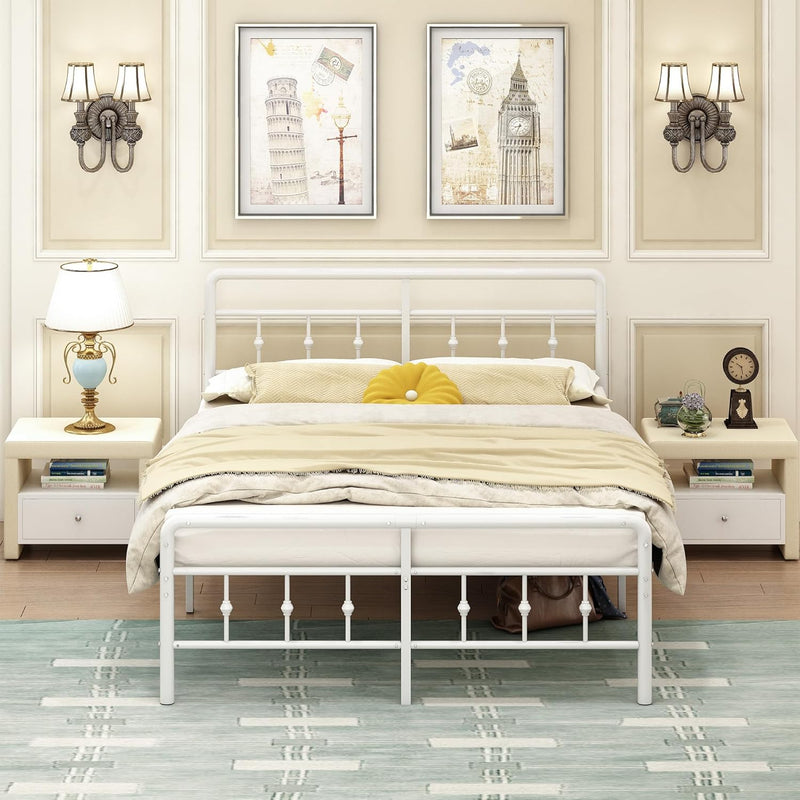 Bed Frame with Victorian Headboard and Footboard Metal