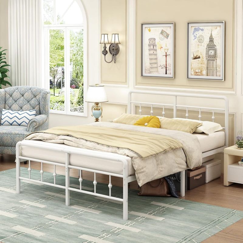 Bed Frame with Victorian Headboard and Footboard Metal