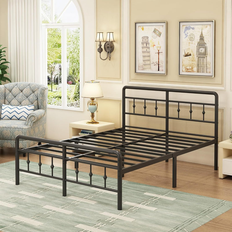 Bed Frame with Victorian Headboard and Footboard Metal