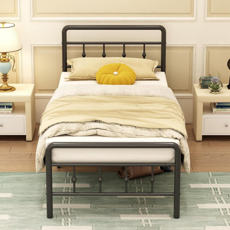 Bed Frame with Victorian Headboard and Footboard Metal