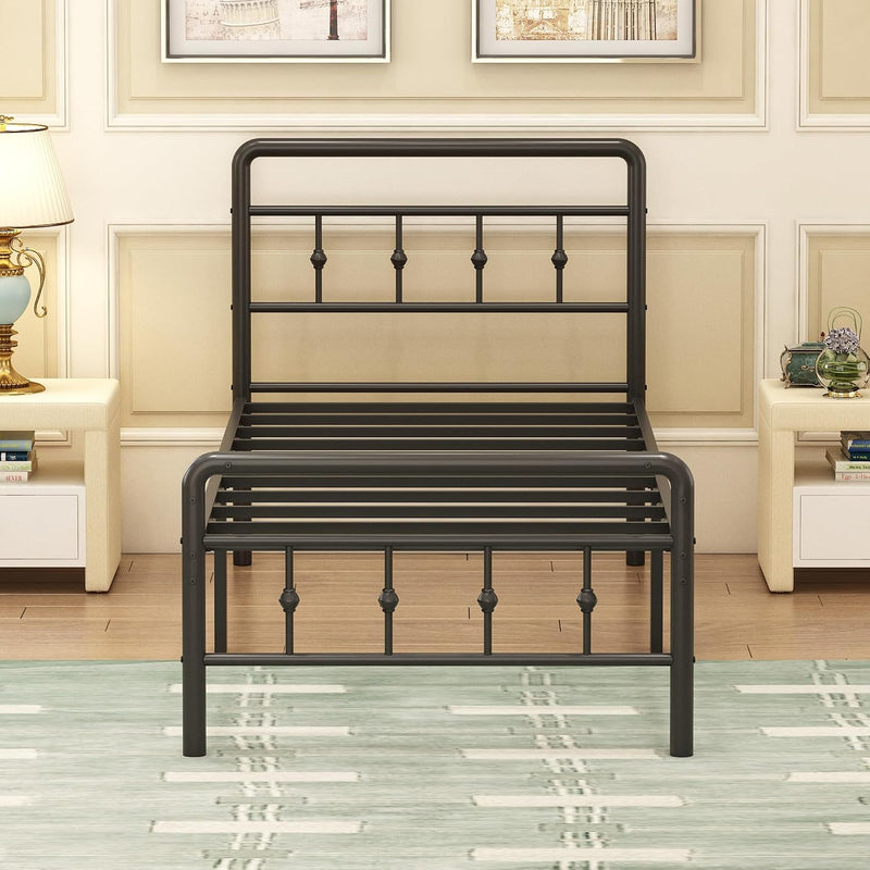 Bed Frame with Victorian Headboard and Footboard Metal