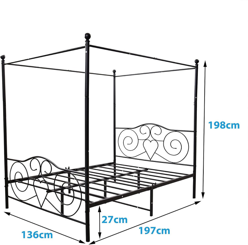 Bed Frame with Vintage Headboard Footboard