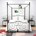 Bed Frame with Vintage Headboard Footboard
