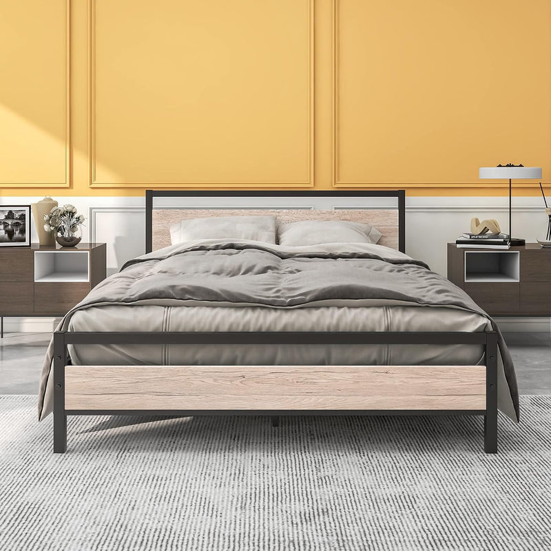 Bed Frame with Wood Headboard