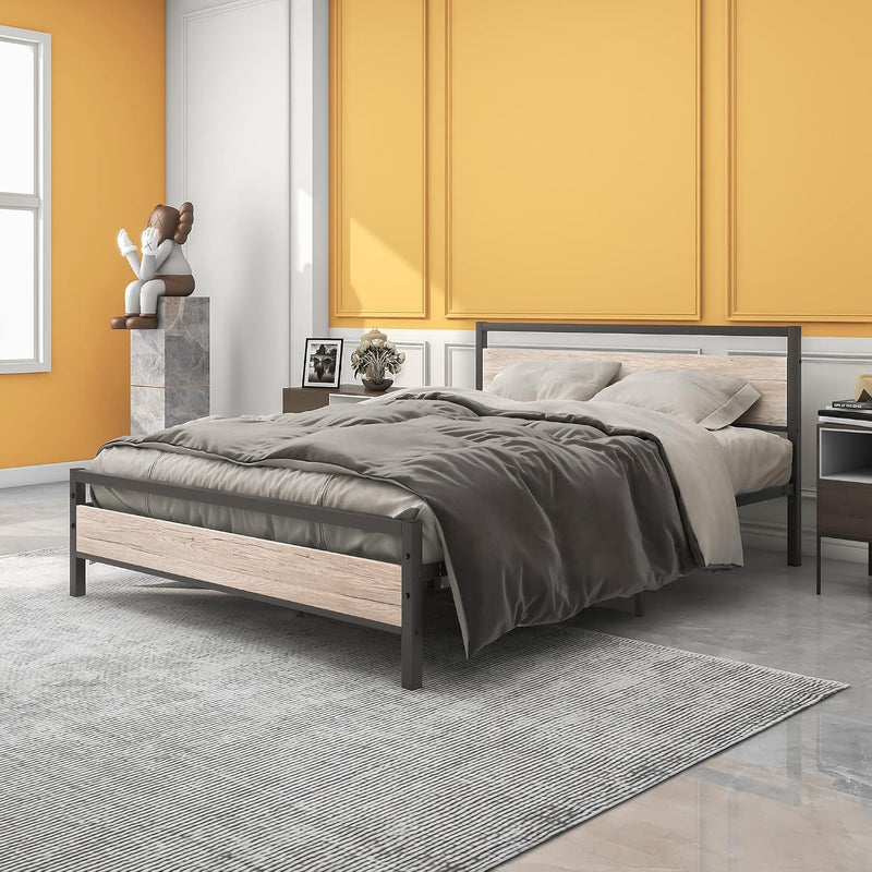Bed Frame with Wood Headboard