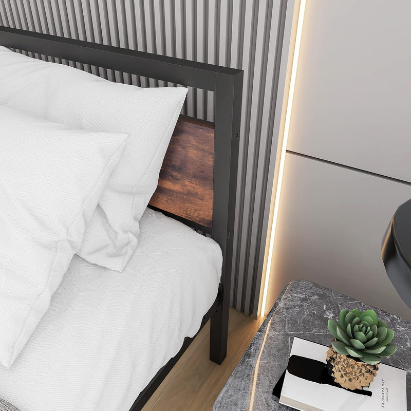 Bed Frame with Wood Headboard