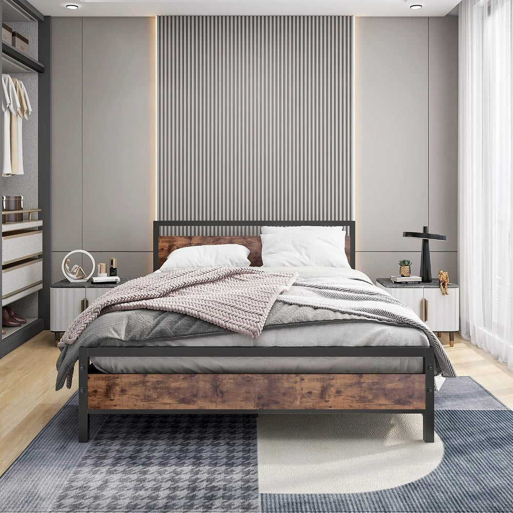 Bed Frame with Wood Headboard