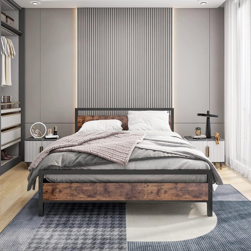 Bed Frame with Wood Headboard