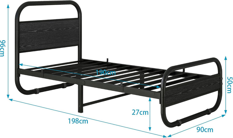 Bed Frame with Wood Headboard and Footboard Metal