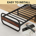 Bed Frame with Wood Headboard and Footboard Metal