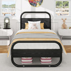Bed Frame with Wood Headboard and Footboard Metal