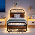 Bed Frame with Wood Headboard and Footboard Metal