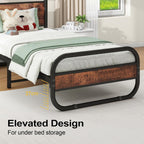 Bed Frame with Wood Headboard and Footboard Metal