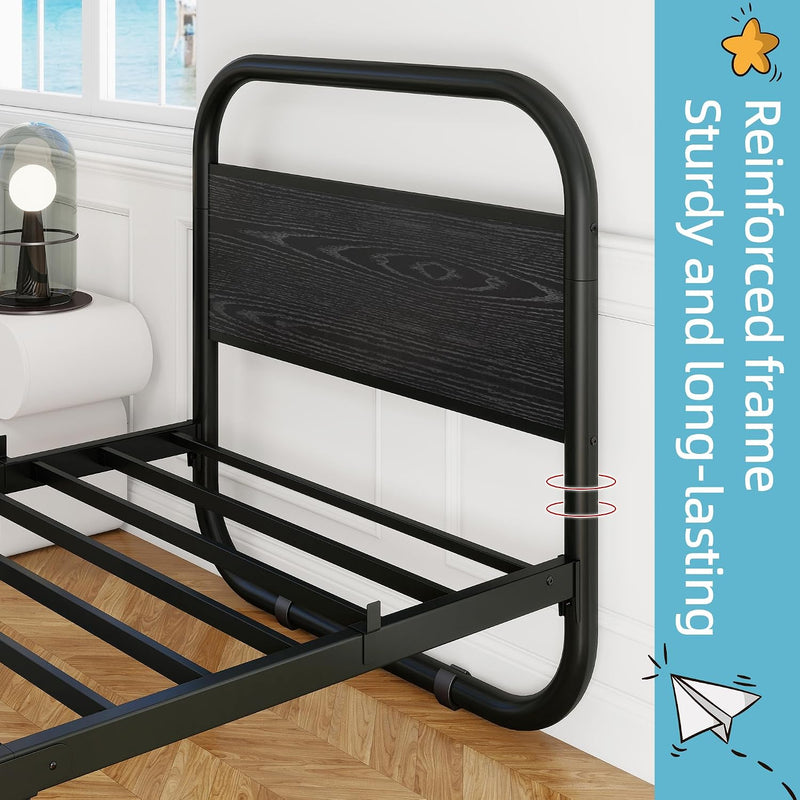 Bed Frame with Wood Headboard and Footboard Metal