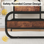 Bed Frame with Wood Headboard and Footboard Metal