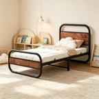 Bed Frame with Wood Headboard and Footboard Metal