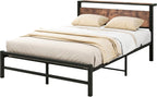 Bed Frame with Wood Storage Headboard
