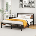Bed Frame with Wood Storage Headboard