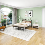Bed Frame with Wood Storage Headboard