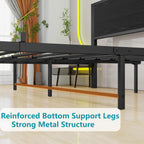 Bed Frame with Wood Storage Headboard Metal Platform