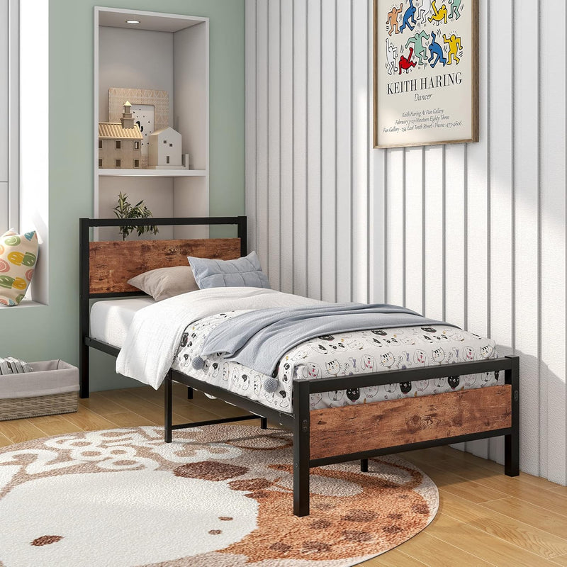 Bed Frame with Wooden Headboard